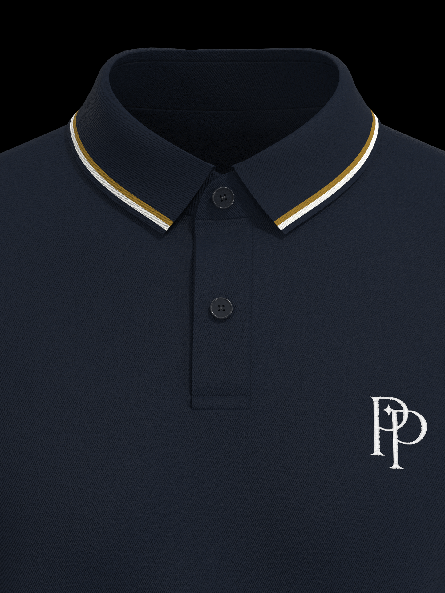 Navy & White / Gold Polo