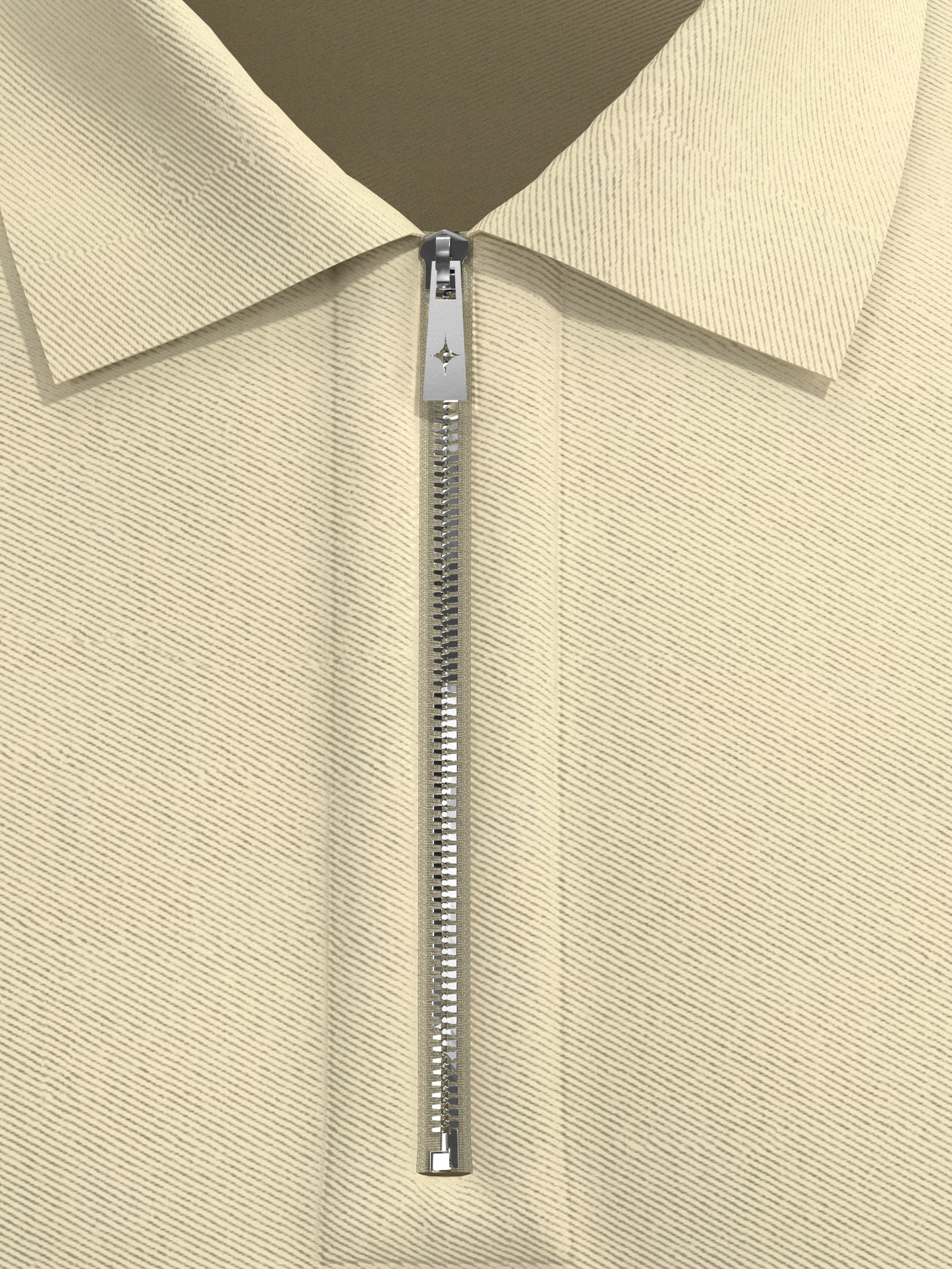 Beige & Black Zipper Polo