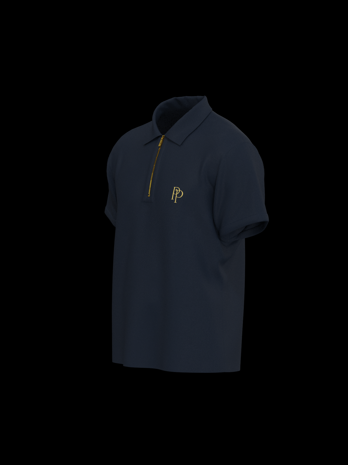 Navy & Gold Zipper Polo