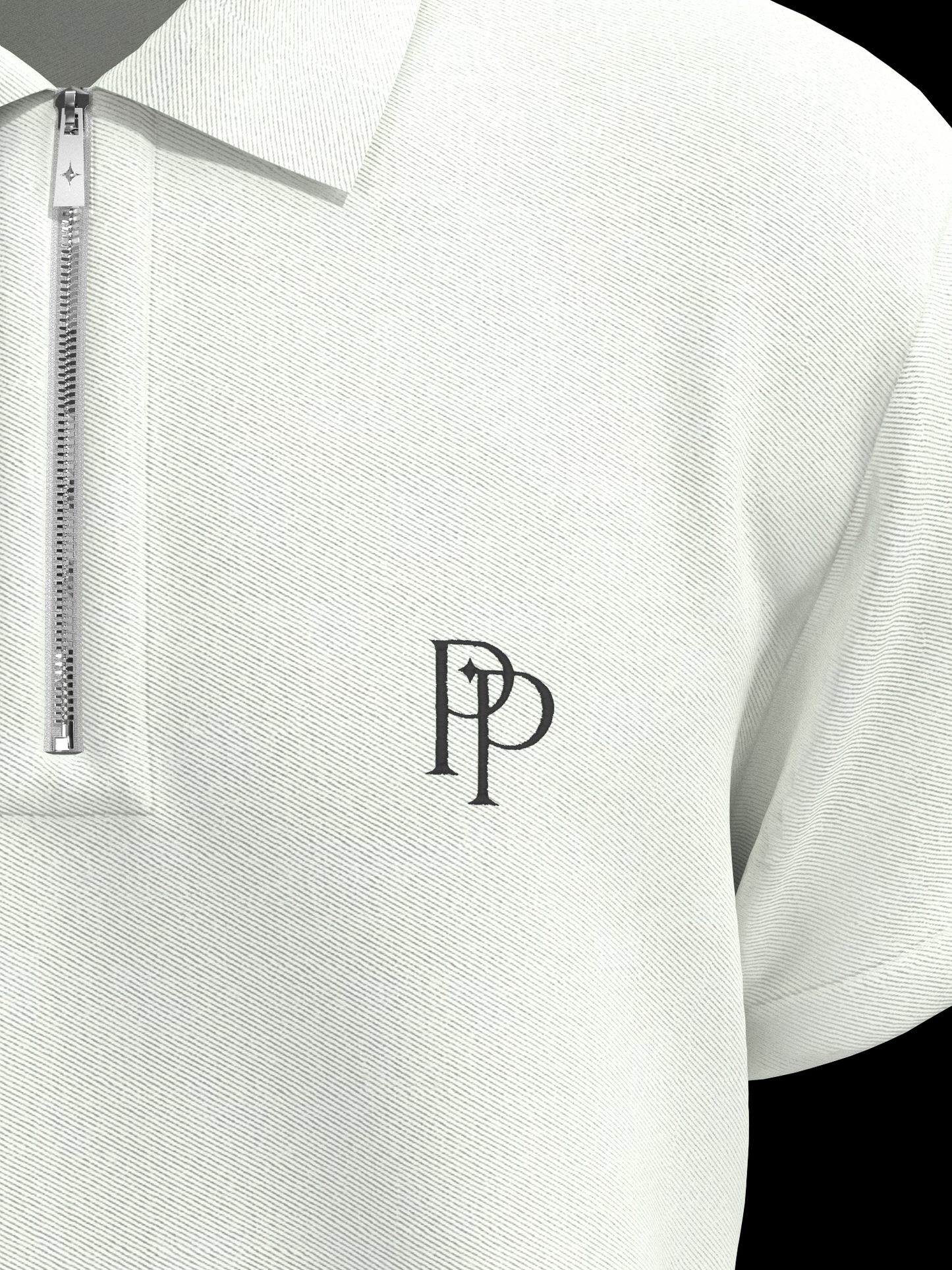 White & Black Zipper Polo