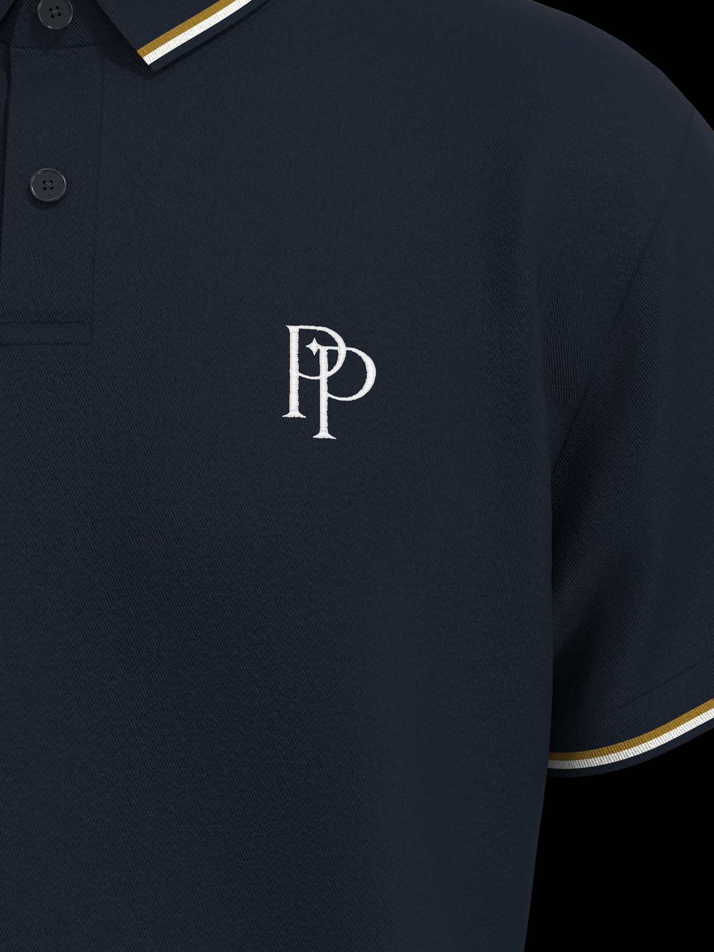 Navy & White / Gold Polo