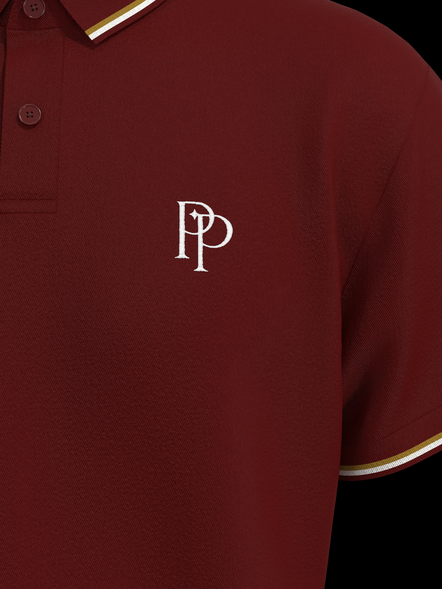 Royal Red & White / Gold Polo