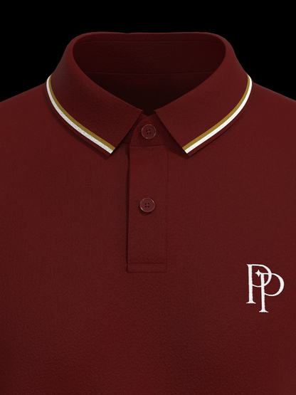 Royal Red & White / Gold Polo
