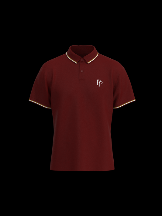 Royal Red & White / Gold Polo