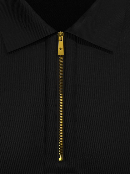 Black & Gold Zipper Polo