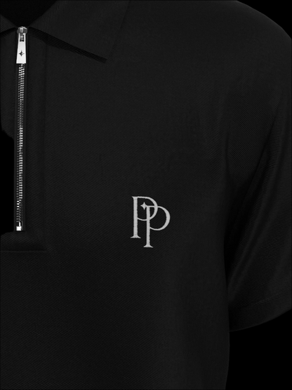 Black & White Zipper Polo