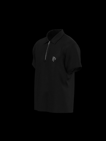 Black & White Zipper Polo
