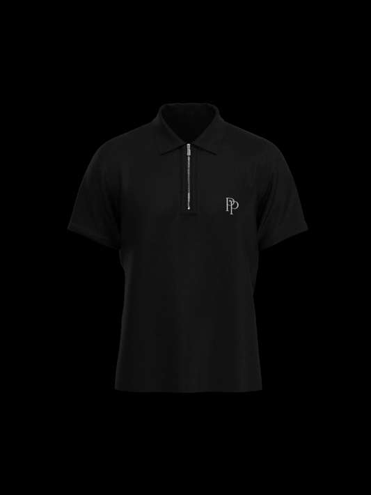 Black & White Zipper Polo