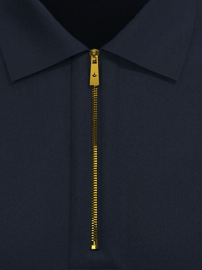Navy & Gold Zipper Polo