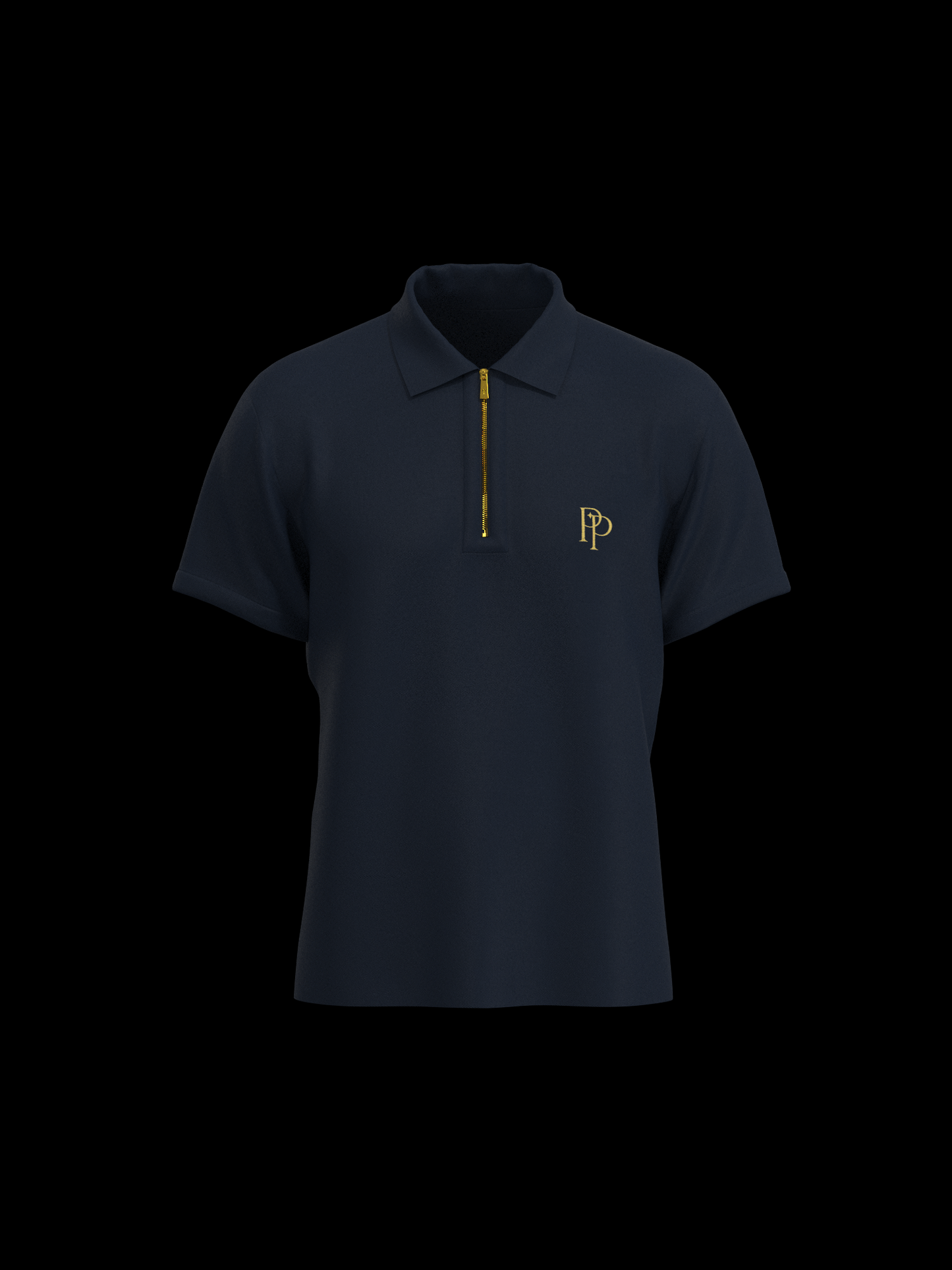 Navy & Gold Zipper Polo