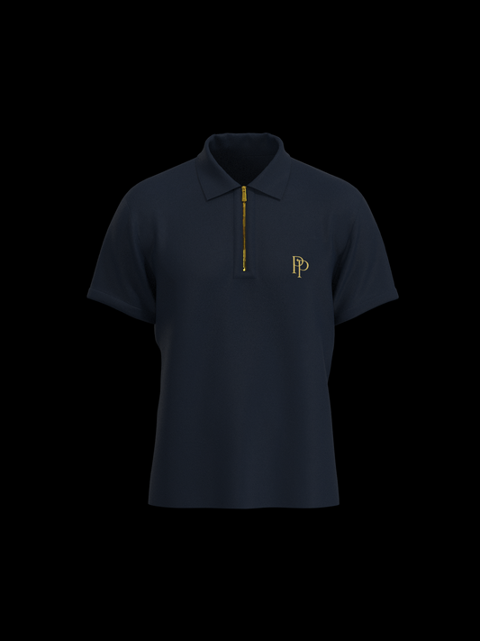Navy & Gold Zipper Polo