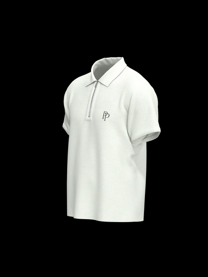 White & Black Zipper Polo