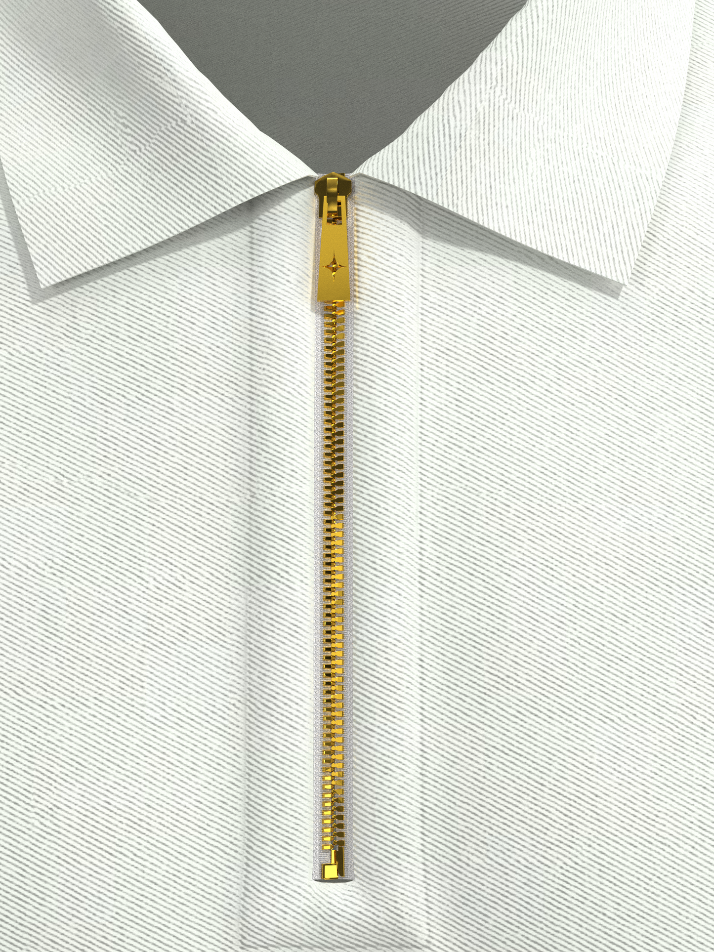 White & Gold Zipper Polo