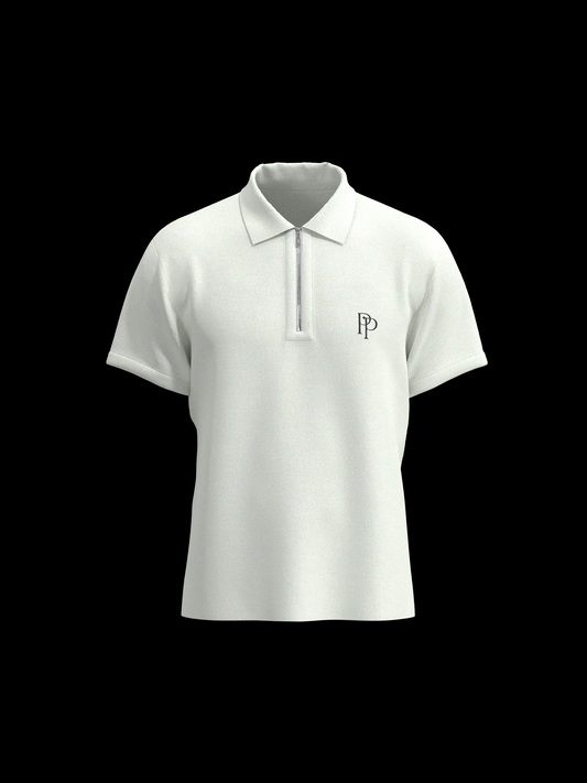 White & Black Zipper Polo